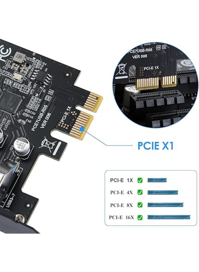 7-Port USB 3.0 PCIe Expansion Card for Desktop PC 5Gbps SuperSpeed Data Transfer PCI Express to USB Hub Internal Card with UASP Support - Image 5